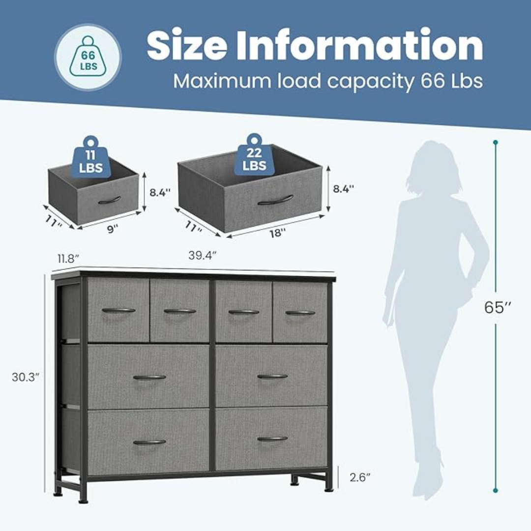 With 8 Fabric Drawers, A Spacious Storage Rack Suitable For A Cloakroom, And A Wooden Tabletop And Frame