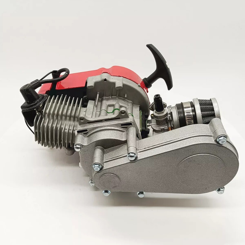 49CC MINI DIRT BIKE ENGINE WITH TRANSFER BOX RED PULL START MOTO — image 4