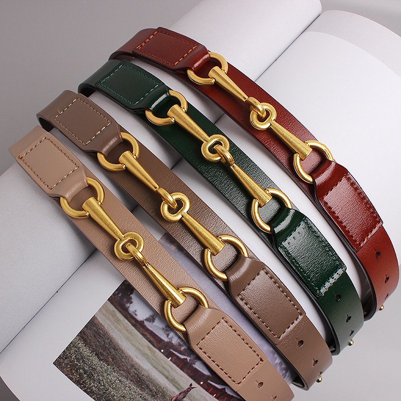 Title 11, Fashion Simple Female Cowhide Horsebit Belt