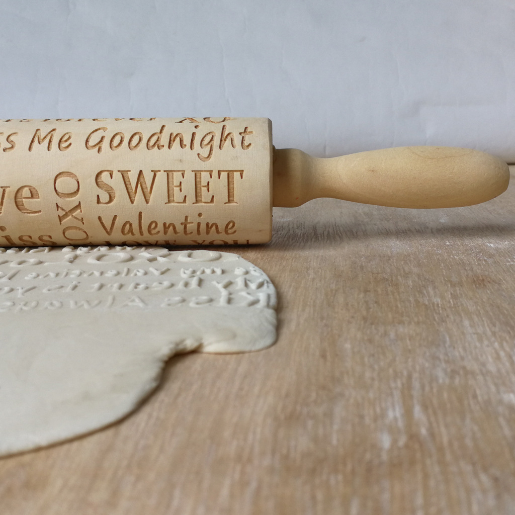 Title 2, Wooden Valentines Day Letters Rolling Pin Engr...