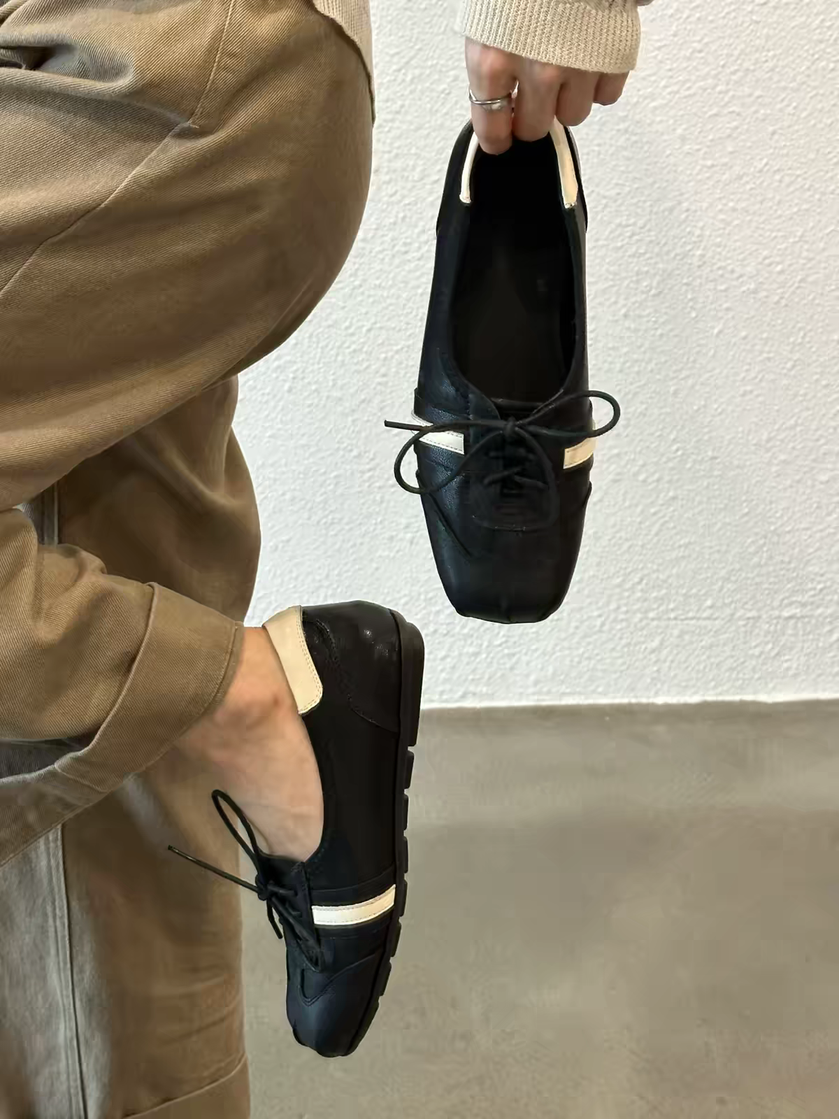 Square Toe Lace-Up Flats, picture 4 of 4