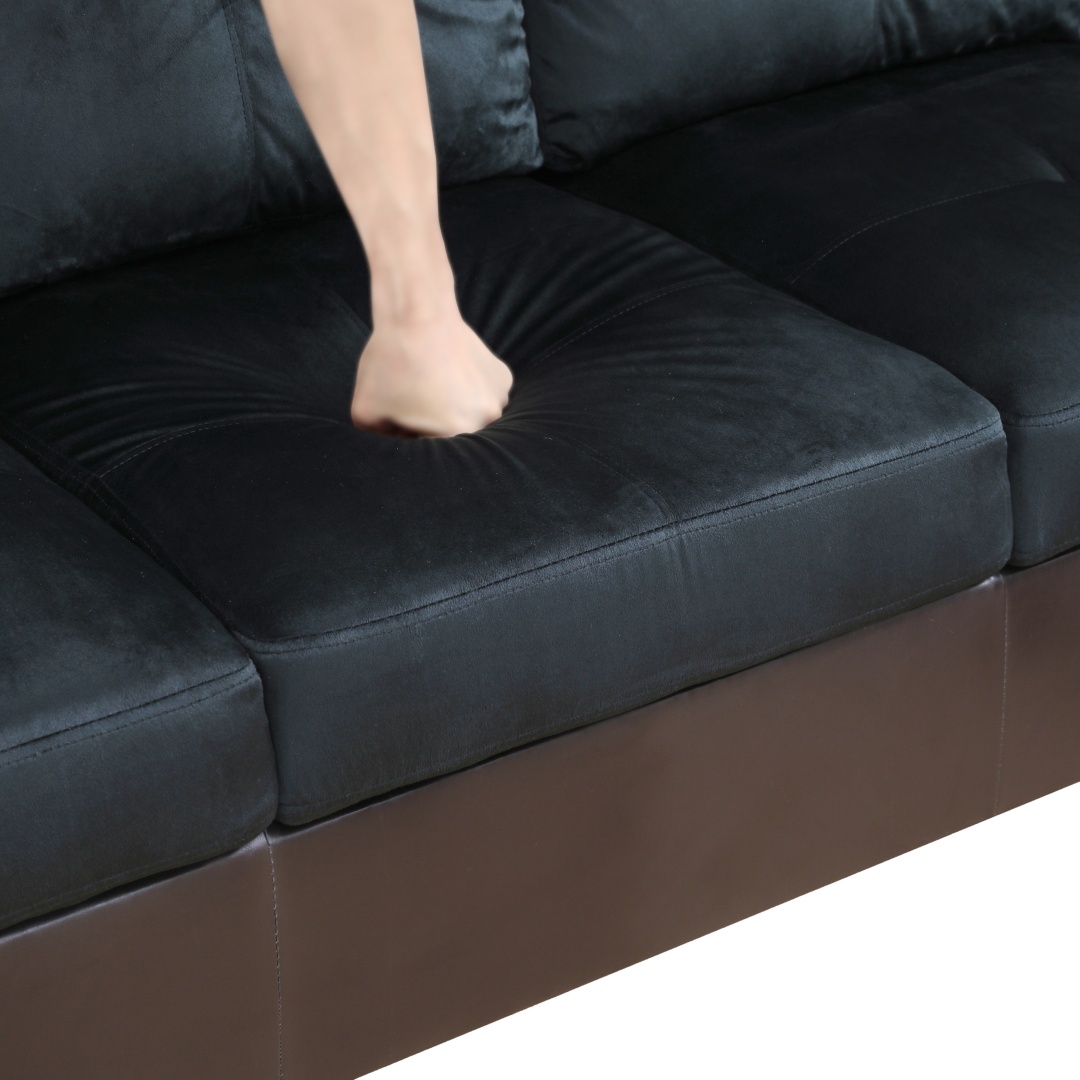 Pickup Only--Dark Blue And Brown Color Lint And PVC 3-Piece Couch Living Room Sofa Set