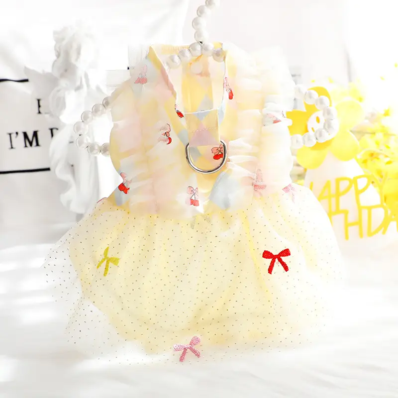 Dog Clothes Thin Cat Princess Skirt Embroidered Pet