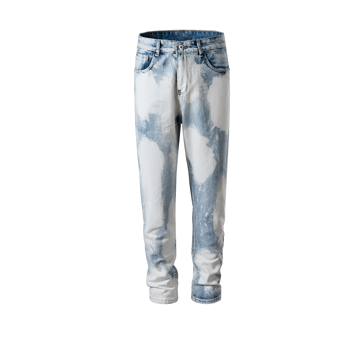 Fashion Contrast Washed Distressed Jeans For Men And Women