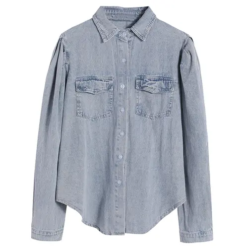 Real Shot Denim Shirt Women Autumn Long Sleeve