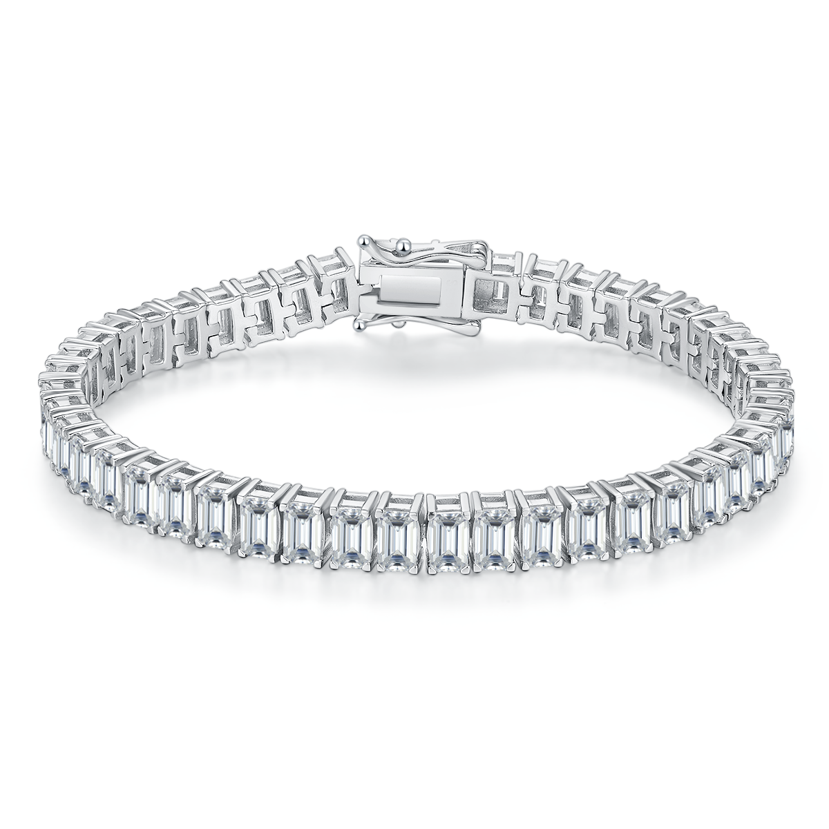 S925 Sterling Silver 5x3mm Baguette Cut Moissanite Tennis Bracelet D Color VVS1 16-18-20cm GRA Certified Platinum Plated Gift Box