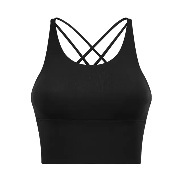 Backless Fitness Bra Small Suspenders Solid Color Black - Shop at LoveMi