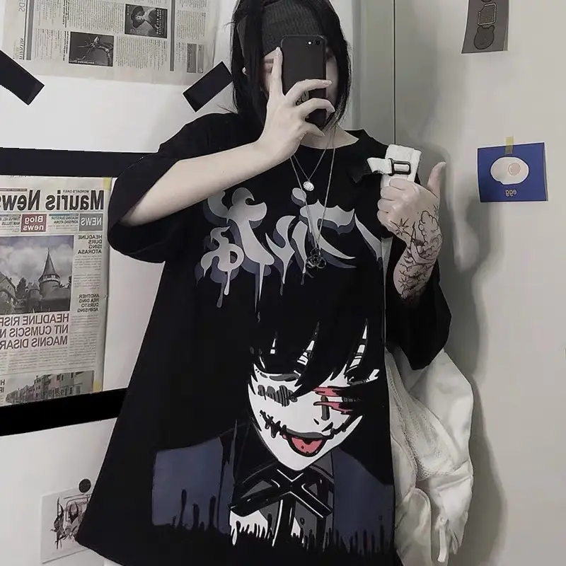Printed Loose Retro Harajuku Style Ladies Blouse