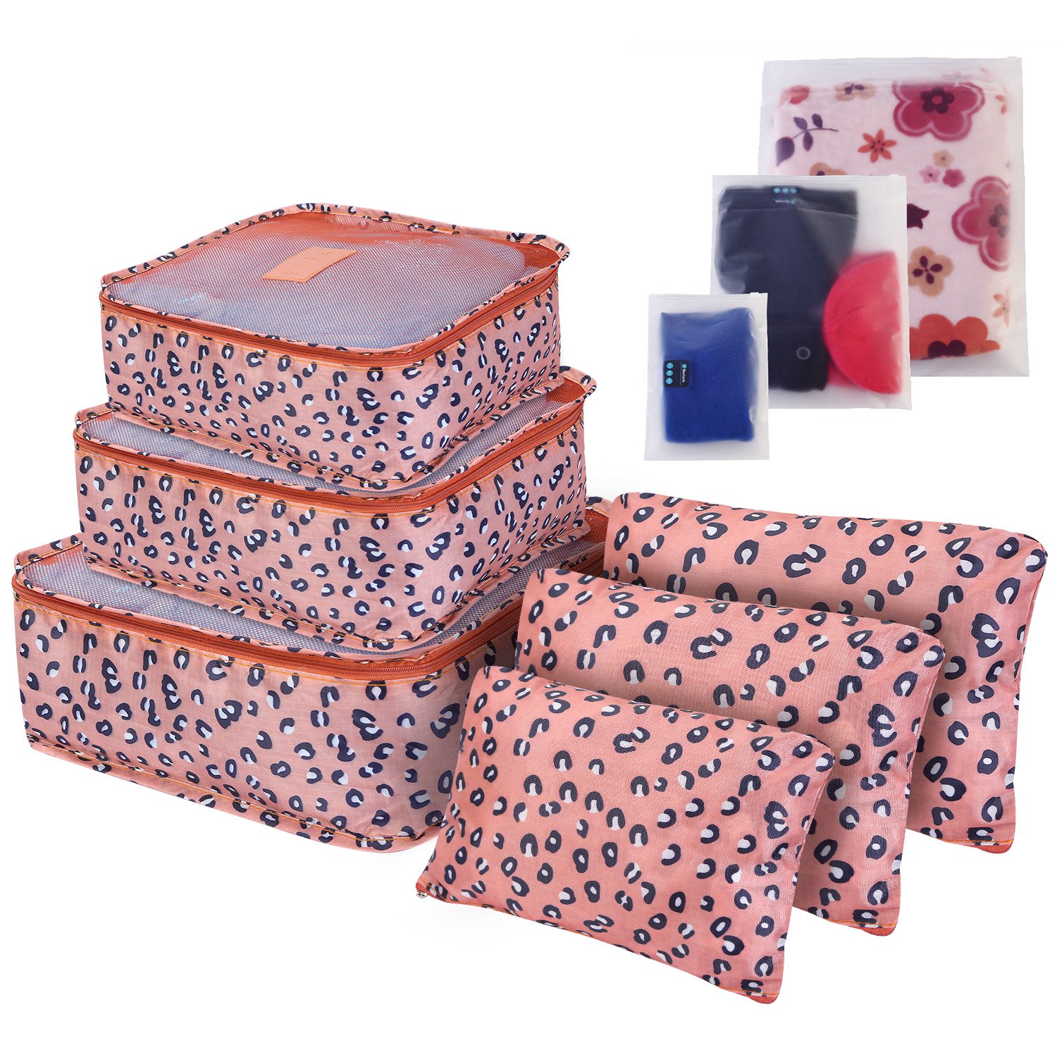 Per Set Clothes Storage Bags Water Resistant Travel Luggage Organizer Clothing Packing Cubes For Blouse Hosiery Stocking Underwear Leopard - Shop at LoveMi