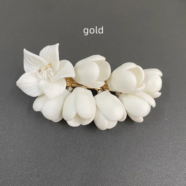 Wedding Bridal Headwear Hair Clip Pastoral Ceramics Gold - Shop at LoveMi