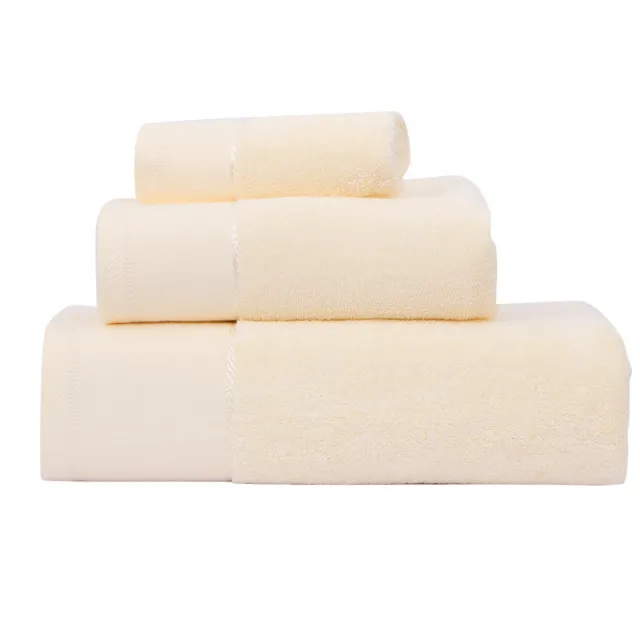 Cotton Towel Bath Towel Three Piece Water Absorbing Gift Towel Bath Towel Set Yellow - Shop at LoveMi