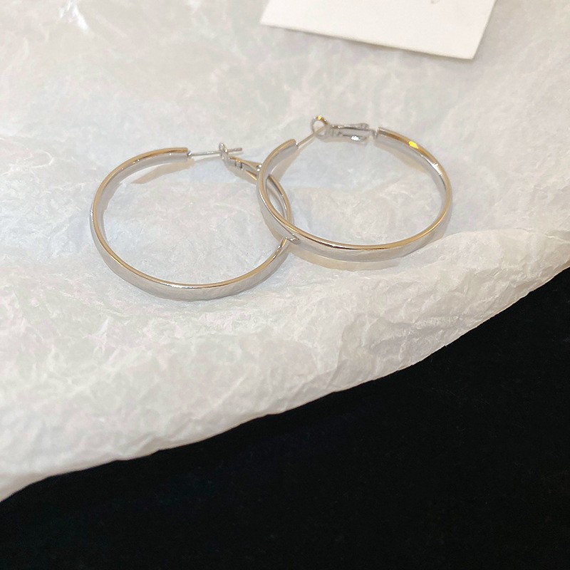 Luxury Niche Silver Round Earrings Sterling Silver Needle Daily All-Match Ear Studs