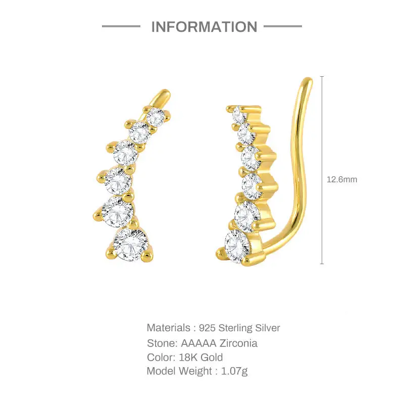 Sterling Silver Bread Zircon Stud Earrings Street Fashion