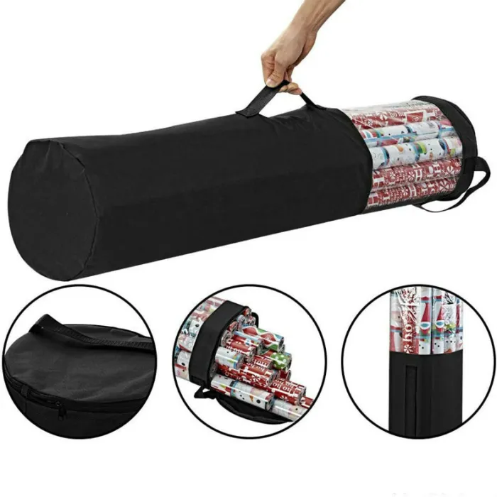 Christmas Wrapping Paper Storage Bag, Under-Bed Gift Wrap Organizer with Clear Window, Fits 40 in Rolls - detail photo 4