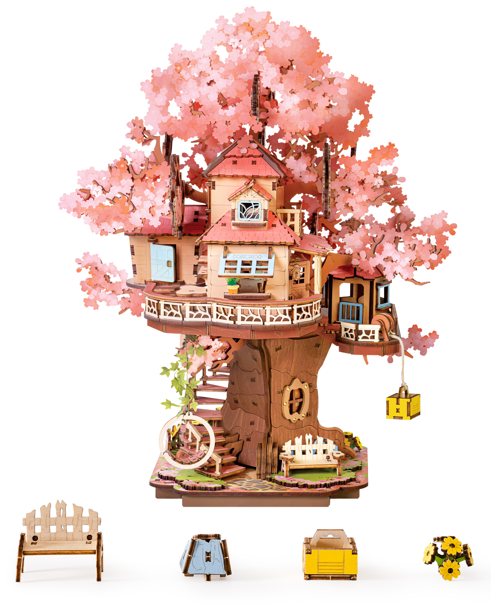Rolife DIY Miniature Sakura Tree House Kit view 3