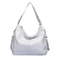 New Style Cowhide Shoulder Bag Fashion Tassels - White - View 1