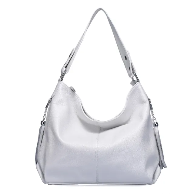 New Style Cowhide Shoulder Bag Fashion Tassels White - Shop at LoveMi
