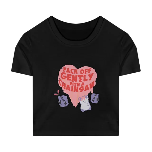 Cropped High Waist Slim Black Short sleeved Top Black - Shop at LoveMi