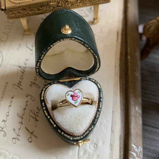 Enamel Hand Painted Rose Ring