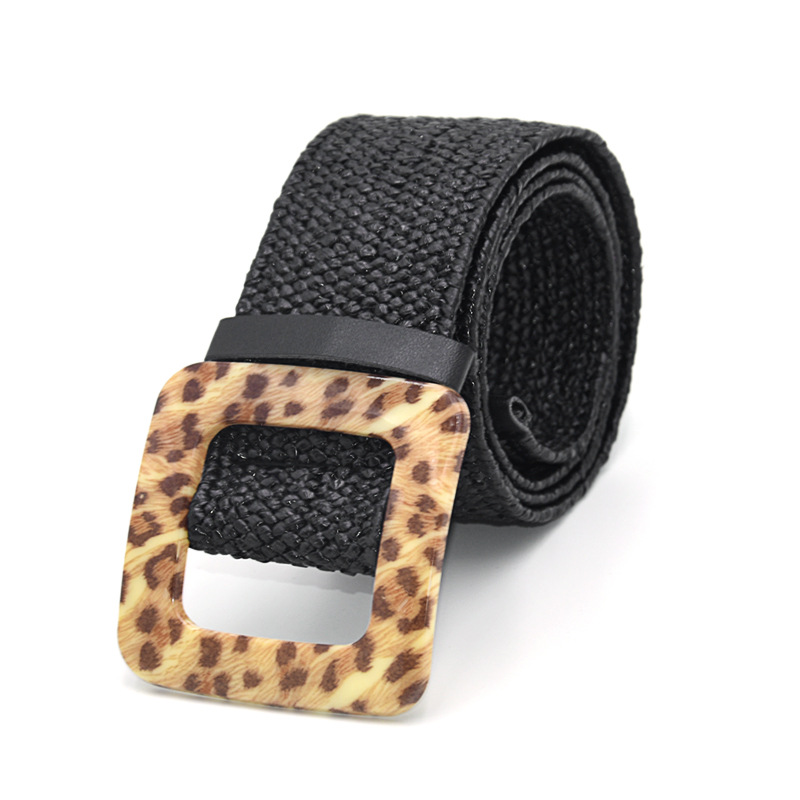 Square Leopard ButtonBlack