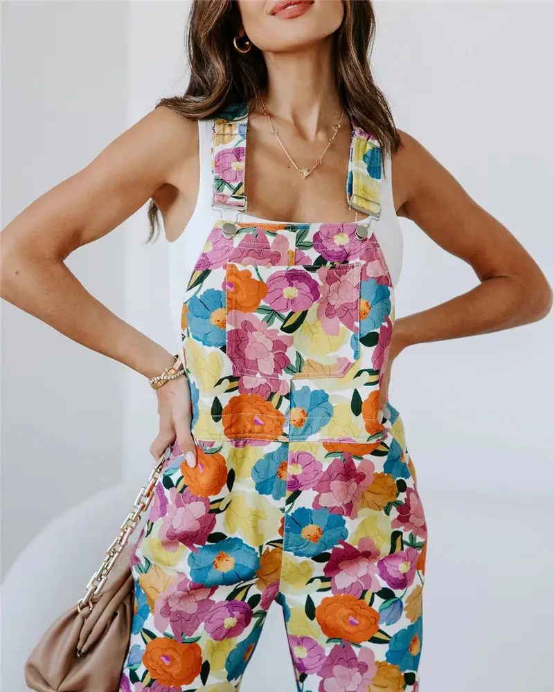 Ladies Print Urban Casual Sleeveless Jumpsuit