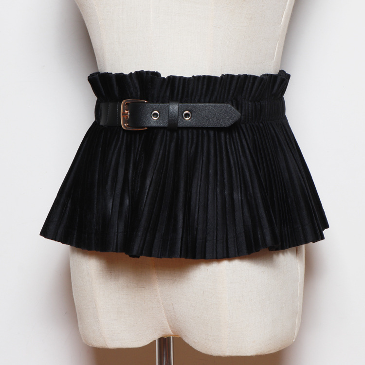 Ultra-wide Skirt Belt With Elastic Waistband Covering Belly