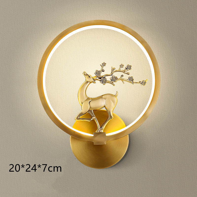 Light Luxury Background Wall Modern Zen Round Copper Wall Lamp - Image 3