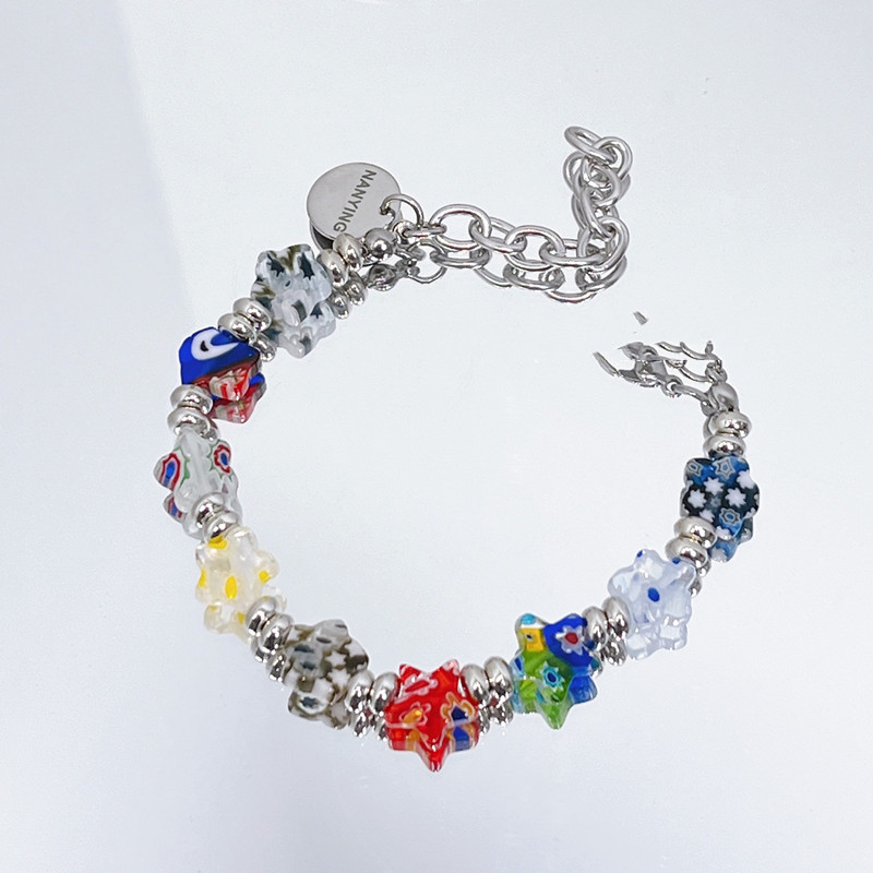 Women's Original Colored Glass Five-pointed Star Bracelet