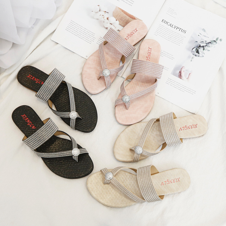 Women's Rhinestone Resort Beach Flat All-match Roman Shoe