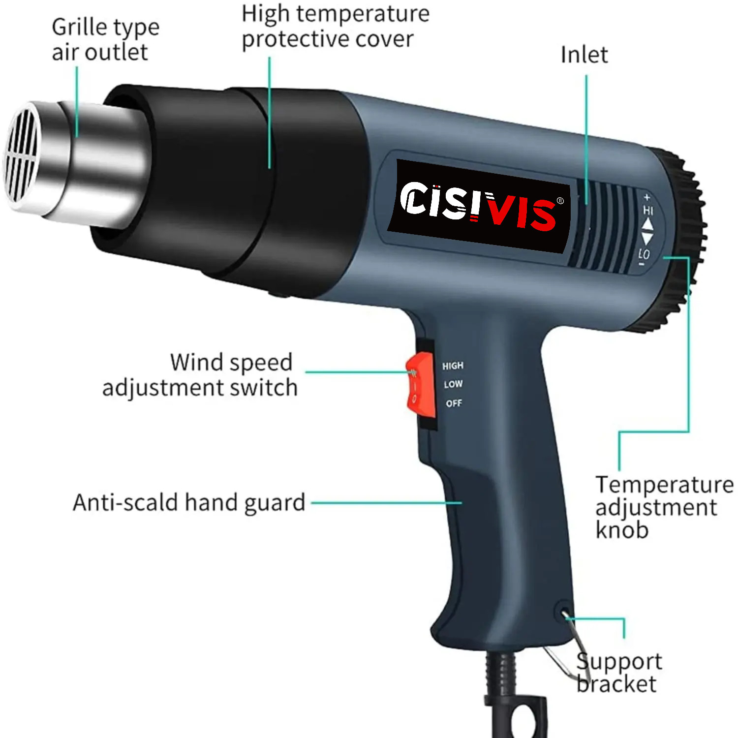 2KW Professional Hot Air Gun Heat Gun Variable Temperature Control Paint Remover — foto 14