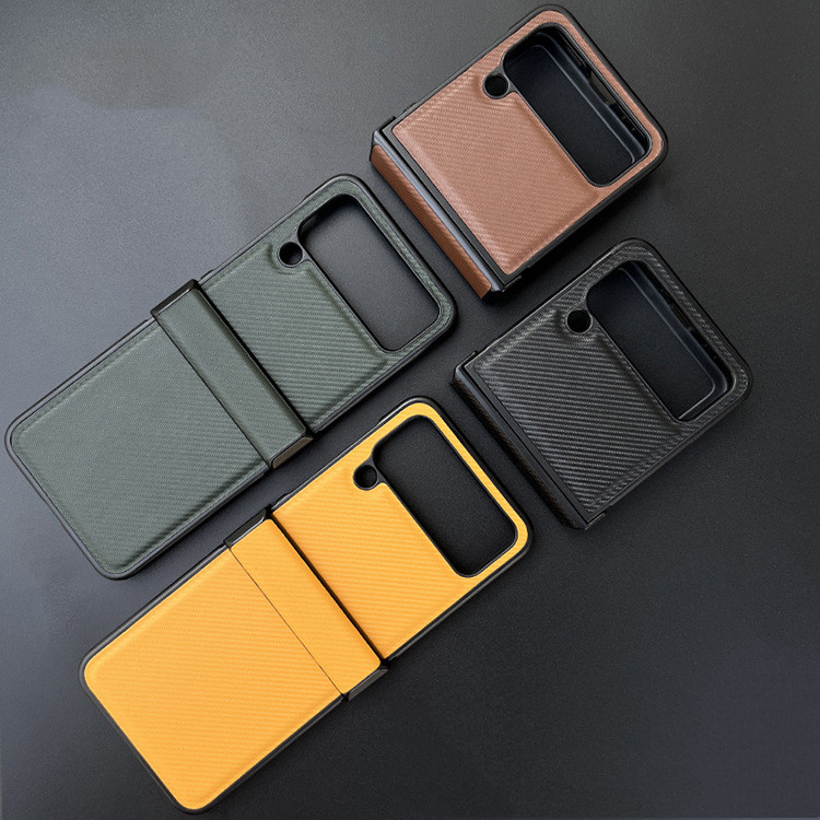 Folding Screen Carbon Fiber Pattern Leather Phone Case PC - Image 2