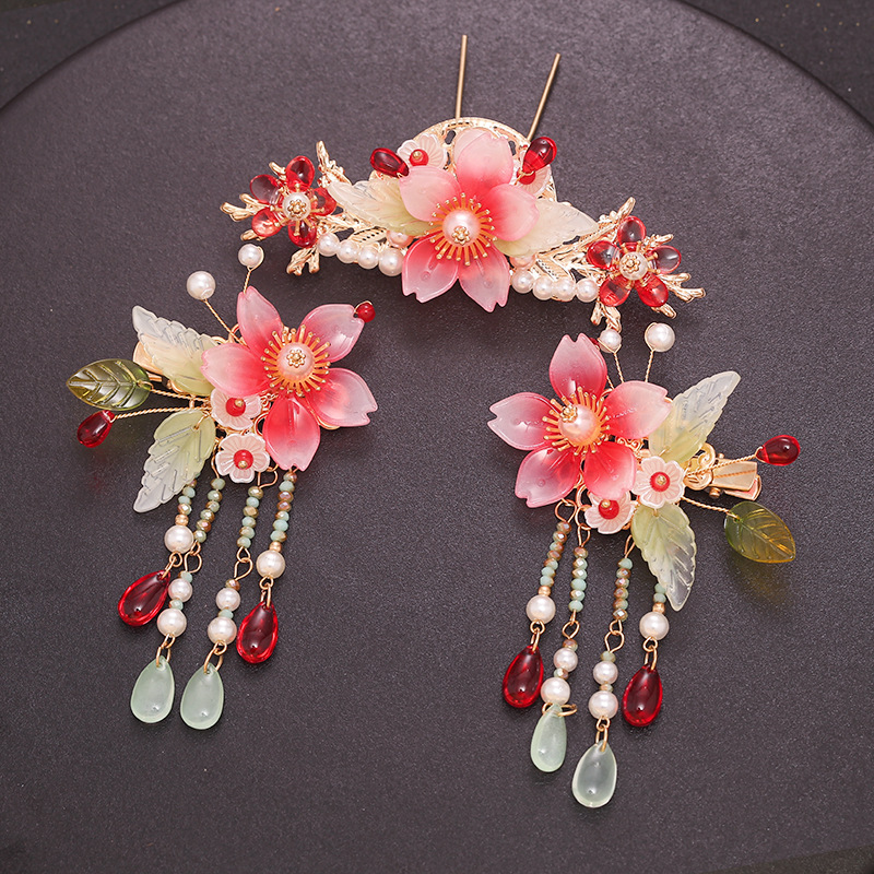 Headdress Hair Plug Fringed Hairpin Full Set Step Rock 5Color - Shop at LoveMi