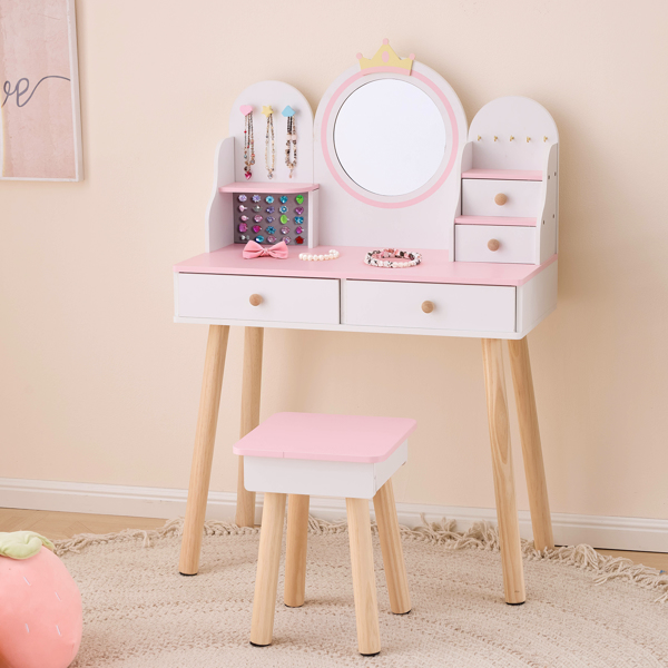 White And Pink Crown Element, MDF - Particleboard - Solid Wood Legs, Painted... 11