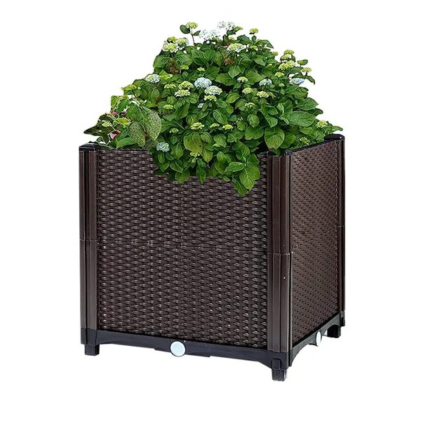 Raised Garden Bed With Self-watering System Rectangle Garden Planter For Garden