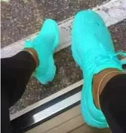 New Thick-soled Fly-woven Mesh Large Size Outdoor Breathable Sneakers - Blue