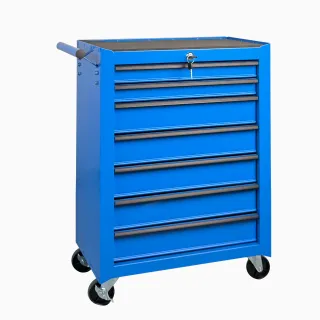 7-Drawer Rolling Tool Storage Cabinet With Detachable Top Tool Box, Universal Lockable Wheels, Adjustable Shelf, Locking Mechanism, Metal Tool Cart For Garage Workshop,Twilight Sea