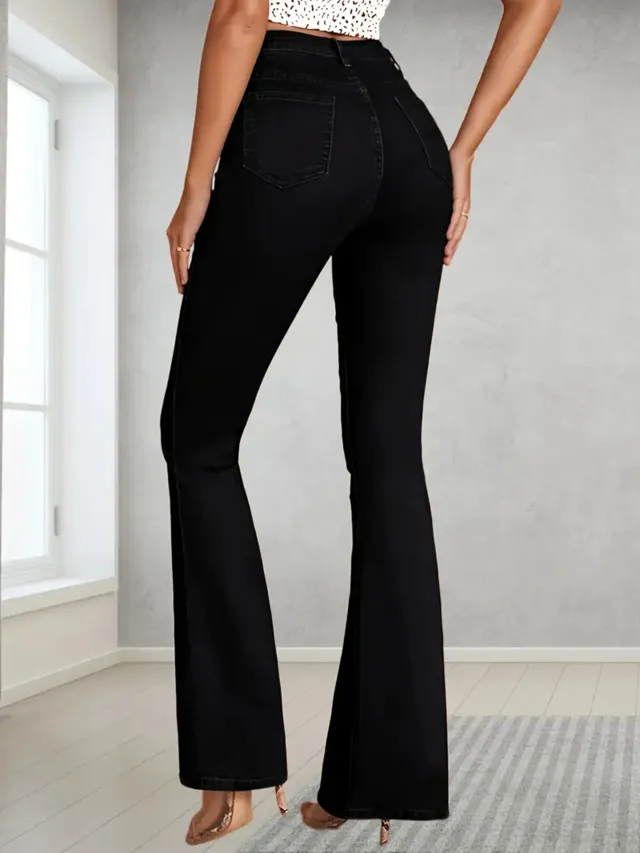 Women's Jeans In Plus Size, American Style With Ripped Holes, Micro Flared Jeans, High Waisted Flared Pants, Elastic Slim Fit Pants, Slimming Pants... - Shop at LoveMi