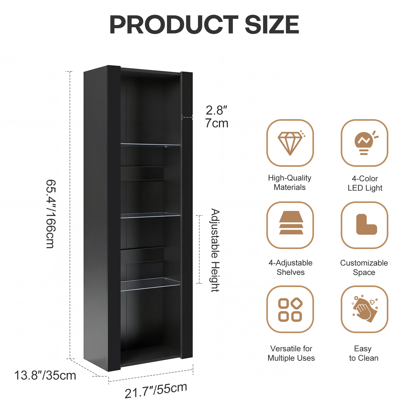 Modern Living Room Cupboard,Display Unit Cabinet Sideboard Free Standing — image 3