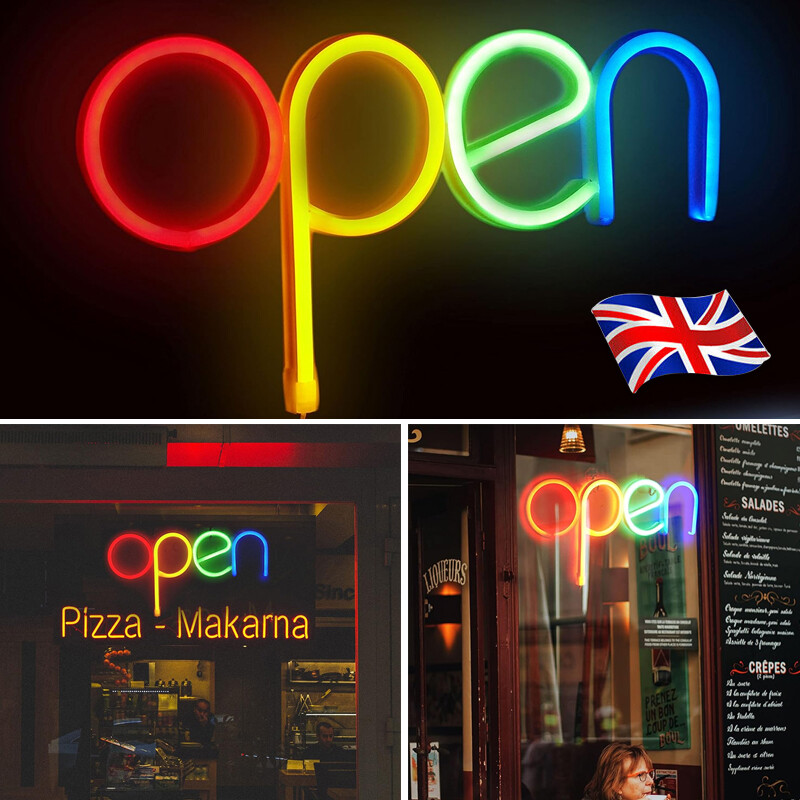 Large Bright LED OPEN WELCOME Shop Sign Neon Hang Display