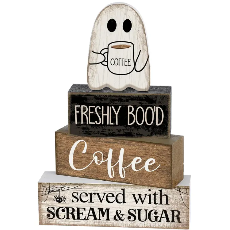 Halloween Wooden Ghost Coffee Table Decor, Cute