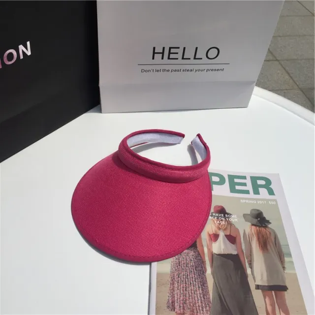 Fashion Trend Headband Type Empty Top Hat Solid Color Sun Visor Hat Sun Hat Rose Red - Shop at LoveMi
