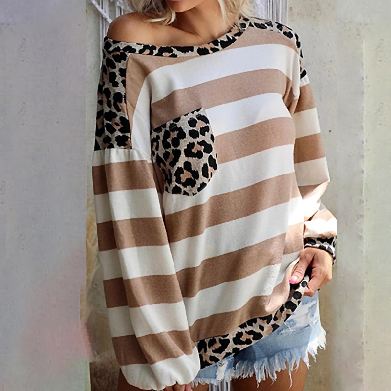 Title 11, Striped Printed Long Sleeve Loose Ladies Top