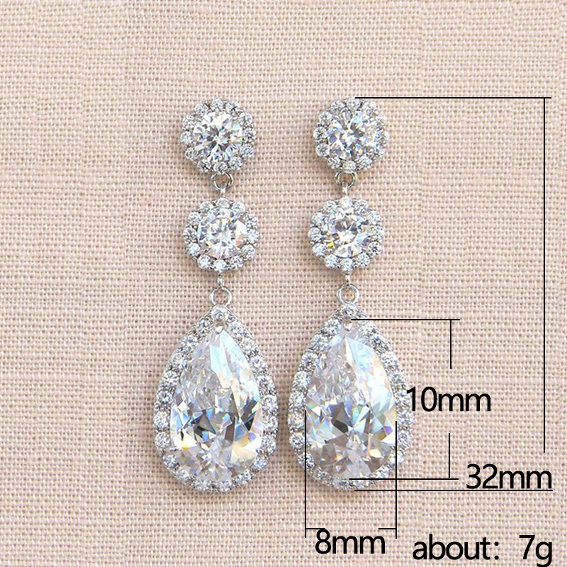 Super Bride Wedding Water Drop Zircon Earrings Women