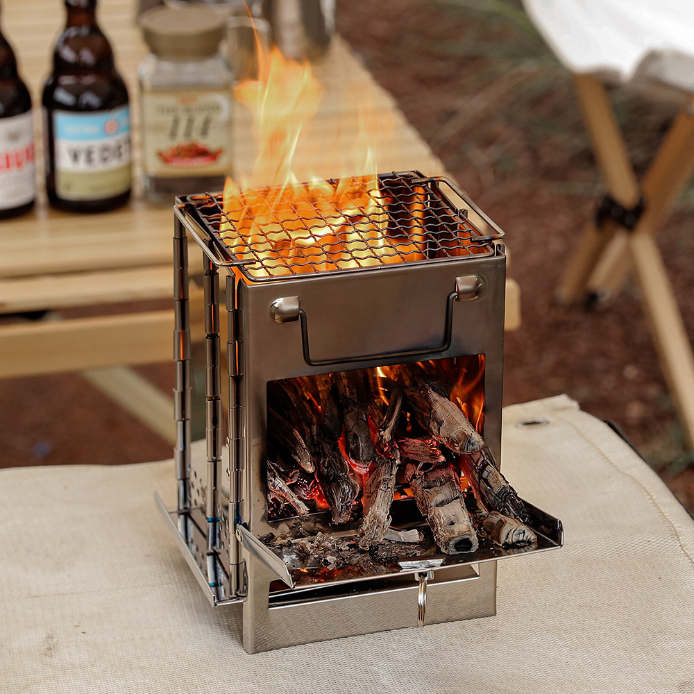 Title 8, Outdoor Square Wood Stove Mini Stainless Steel ...