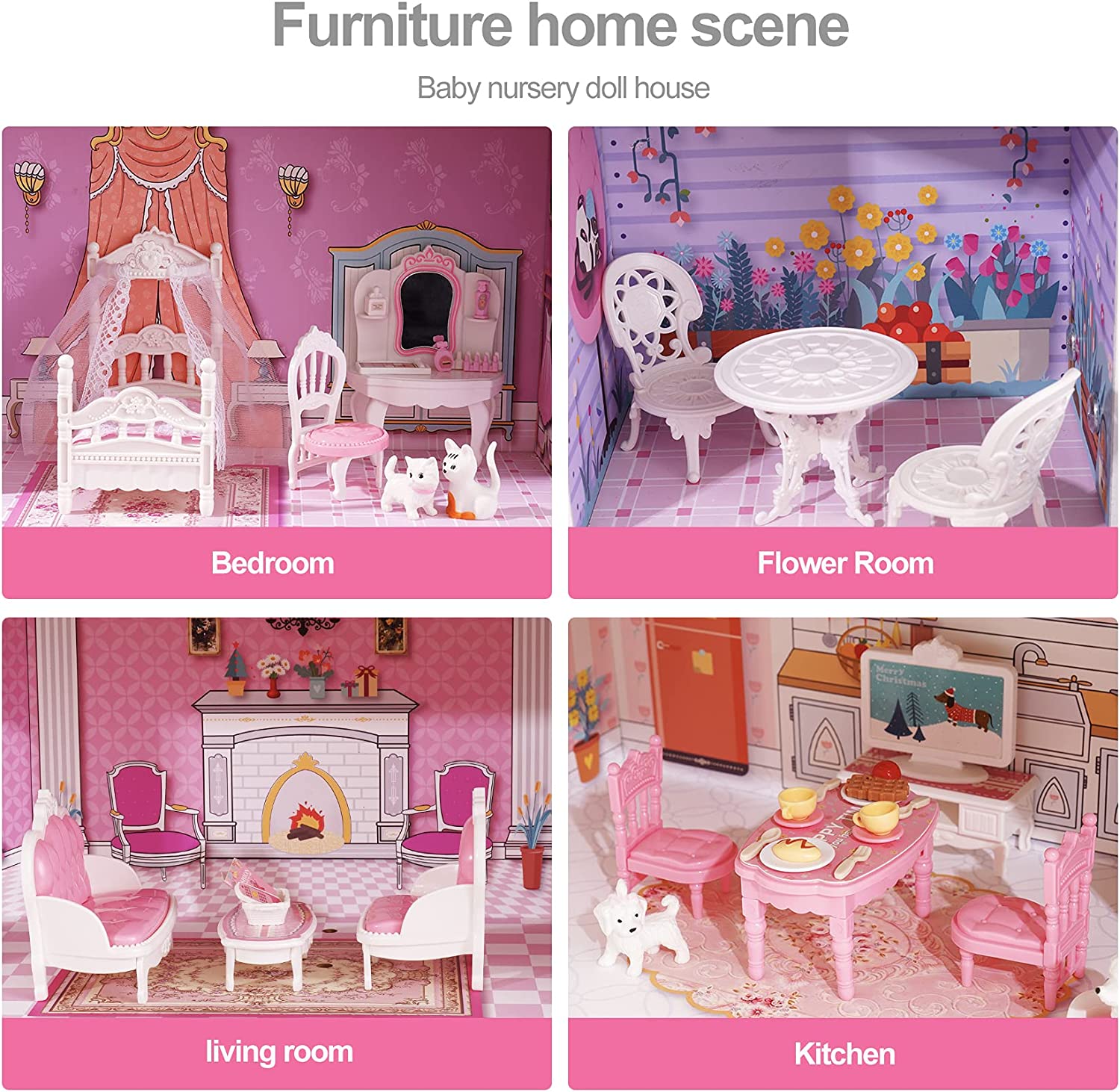 Wooden Dollhouse with Furniture for Girls Material: Wood (MDF) Size: 23.7 x 9.4 x 27.8 inches Item Weight: 16.3 Pounds Recommended Age: 8+