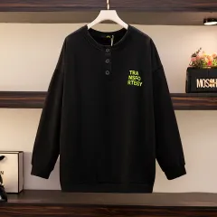 Loose And Slim Casual Round Neck Long-sleeved Sweater - Black - View 1