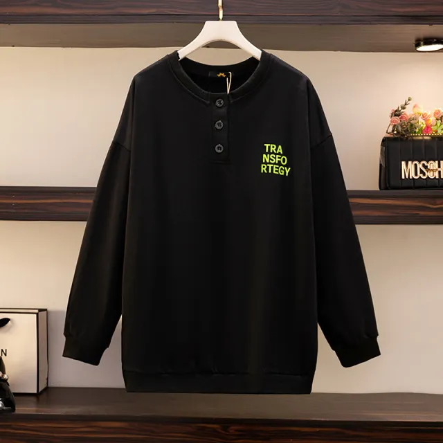 Loose And Slim Casual Round Neck Long sleeved Sweater Black - Shop at LoveMi
