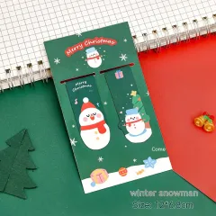 Magnetic Bookmark Student Christmas Stationery - Winter Snowman - View 1