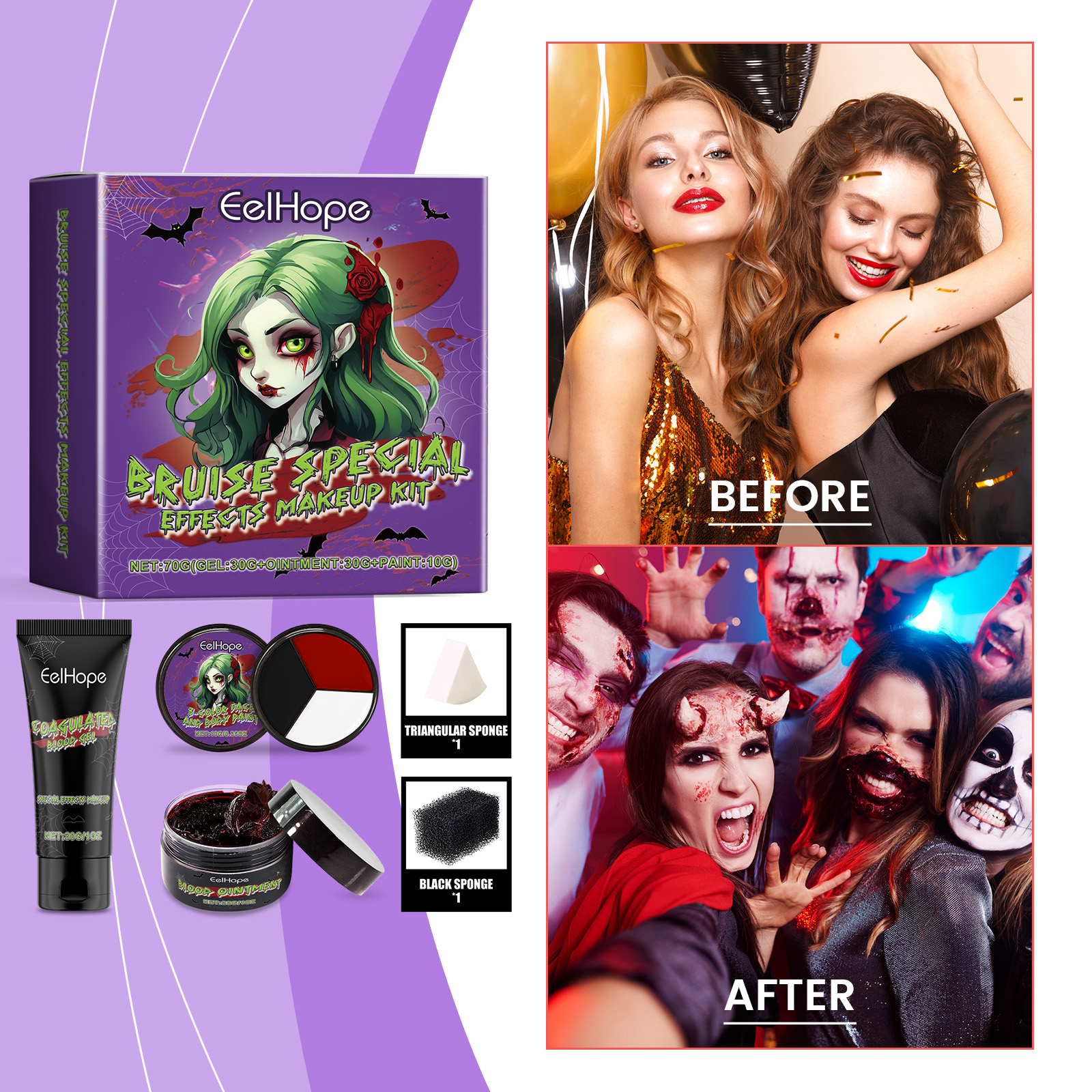 Halloween Vampire Makeup Kit 1 Set 1box
