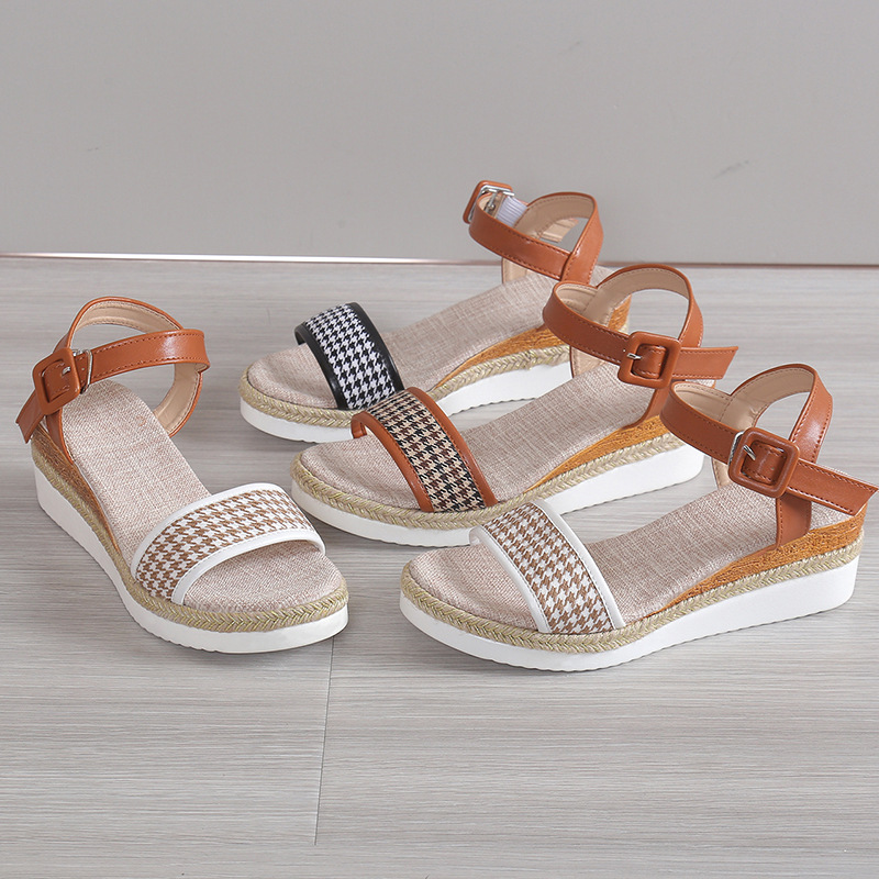 Title 5, Womens fashion hemp rope and straw sandals per...